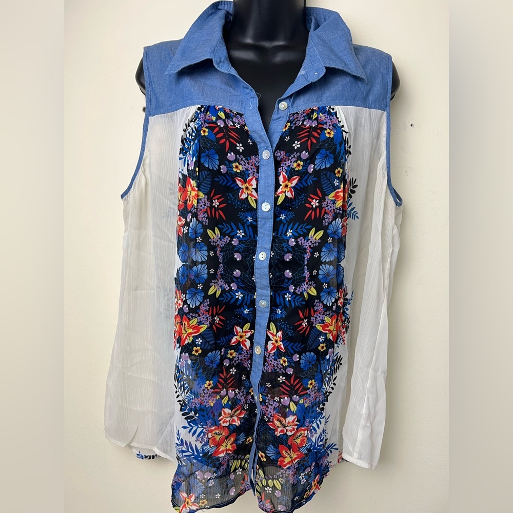 Style & Co. Multicolor Floral Sleeveless Blouse